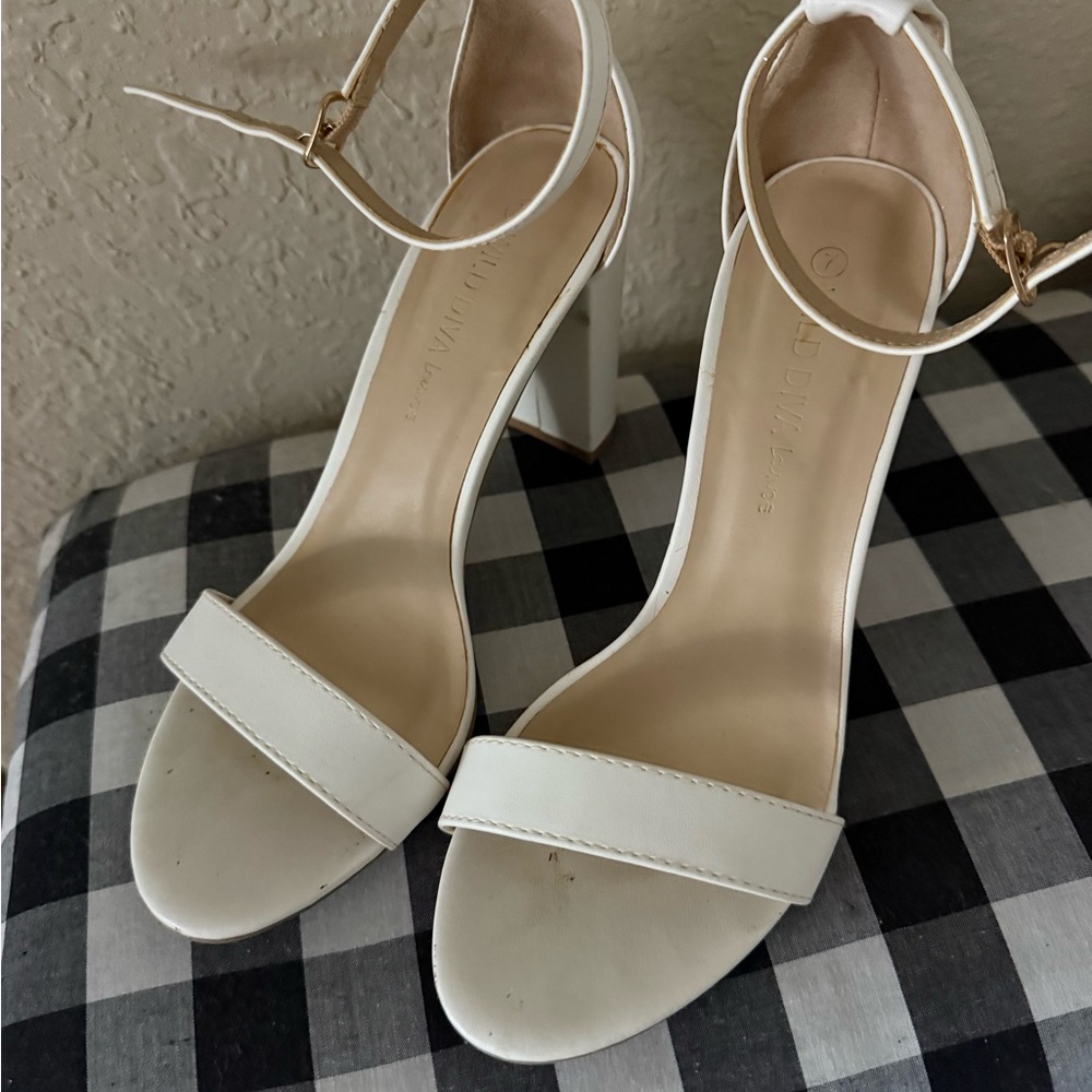 Wild Diva White Ankle Strap Heels